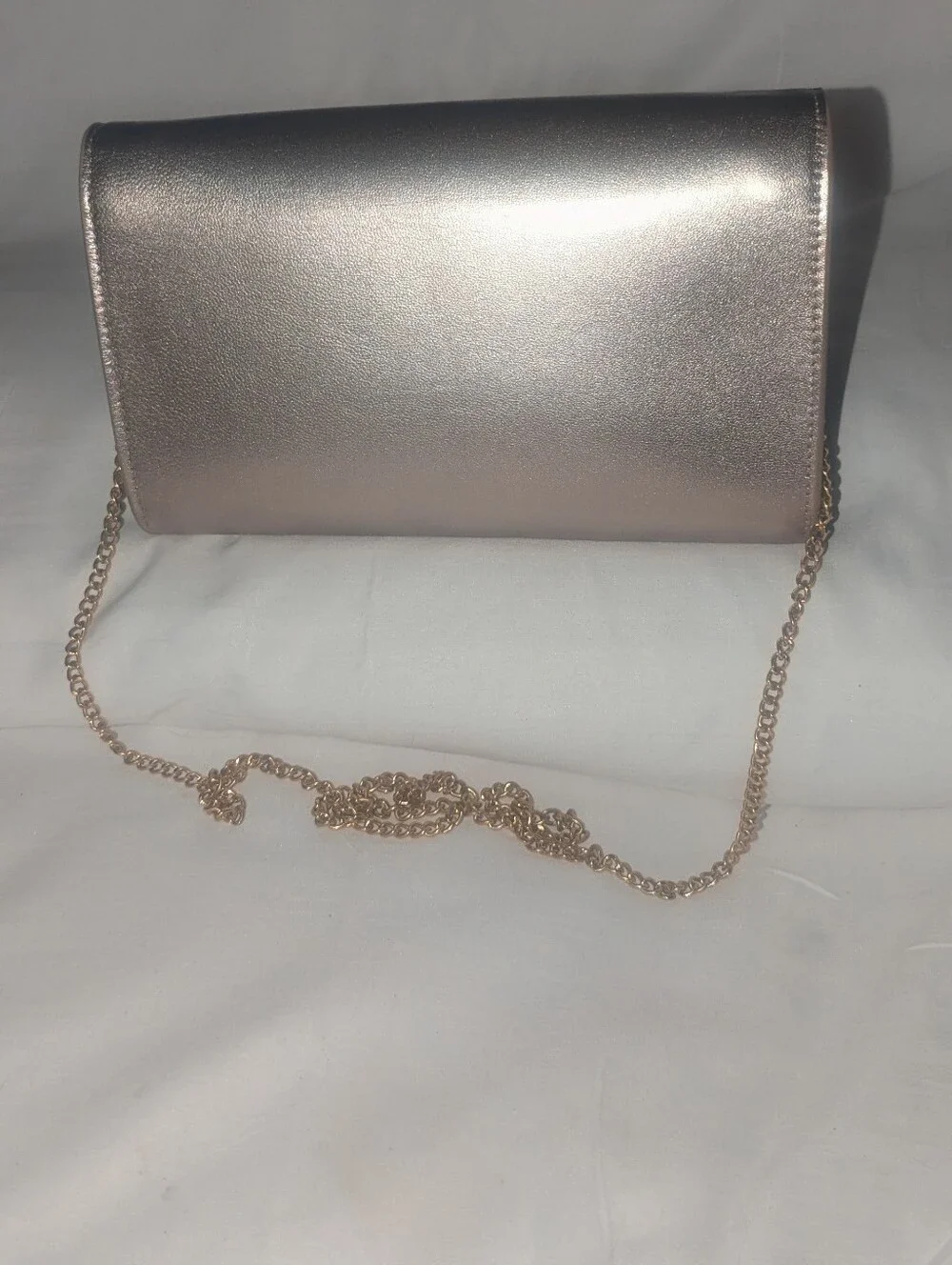 Ted Baker London Kira Rose Metallic Rose Gold Floral-Clasp Chain Clutch
